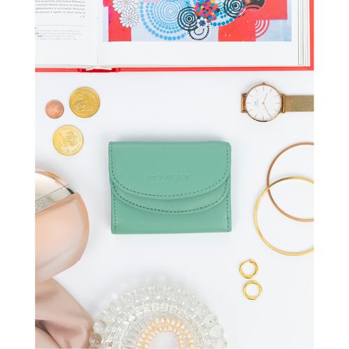 elegancki, mały portfel damski na zatrzask ze skóry naturalnej - rovicky na Arena.pl