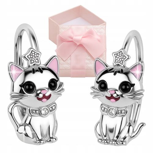 KOLCZYKI SREBRNE KOT KOTEK DLA DZIEWCZYNKI ANGIELSKIE SREBRO 925 ORYGINALNE na Arena.pl