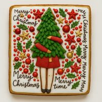 CIASTKO LUKROWANE DZIEWCZYNKA Z CHOINKĄ PROSTO NO1 ROZ.L RĘCZNIE ROBIONE