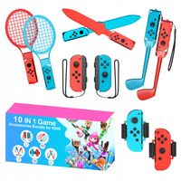 PAKIET 10W1 AKCESORIÓW SPORTOWYCH DO NINTENDO SWITCH CZERWONY/NIEBIESKI