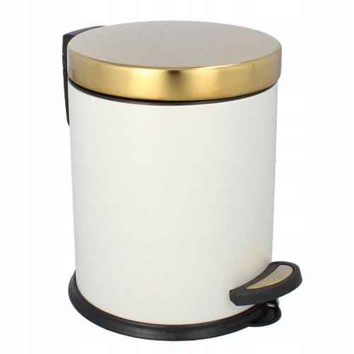 Kosz okrągły z pedałem łazienkowy okrągły z wkładem Easyform biało-złoty 3l na Arena.pl