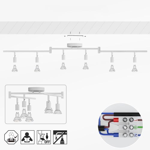 Lampa Sufitowa Oprawa Halogenowa 6X Gu10 Spot Ruchoma Regulowana Reflektor na Arena.pl