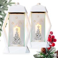 Zestaw 2 Znicz świątecznch kapliczka lampion Boże Narodzenie biały 35 cm