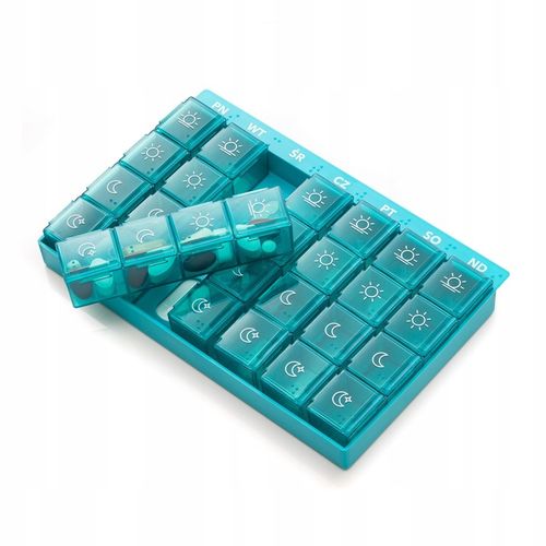 POJEMNIK ORGANIZER KASETKA PUDEŁKO NA LEKI 7 DNI 4 PORY VITAMMY PILLA 7x4 na Arena.pl