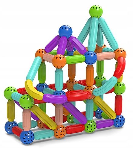 KLOCKI MAGNETYCZNE EDUKACYJNE MAGNETIC STICKS 64 ELEMENTY PREZENT na Arena.pl