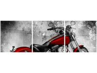 90X30CM CZERWONY MOTOCYKL TRÓJ OBRAZ