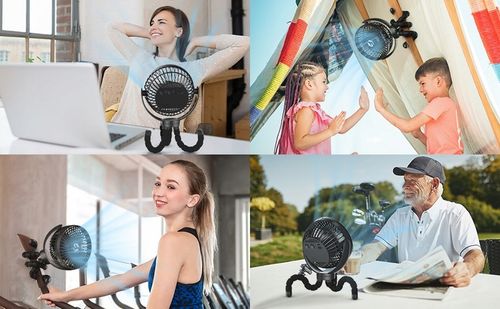 WENTYLATOR PRZENOŚNY WIATRAK BIURKOWY 5200mAh Z ELASTYCZNYM STATYWEM na Arena.pl