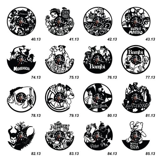 Zegar Ścienny z płyty winylowej na lustrze BAJKI 64 wzory 29x59cm na Arena.pl