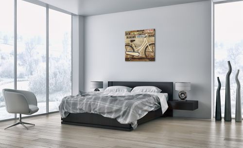 Obraz Na Płótnie - Rower Mur Tablica - 70X70 Cm - Ac70X70-3764 na Arena.pl