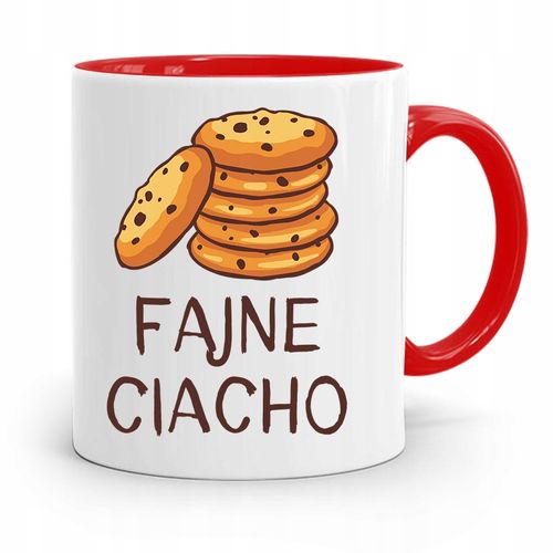 Kubek Czerwony Śmieszny Zabawny Fajne Ciacho Z Nadrukiem Ze Zdjęciem na Arena.pl