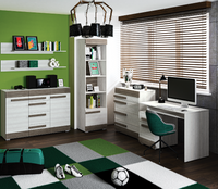 Zestaw Mebli Do Pokoju Młodzieżowego Sosna Śnieżna + Bodega Szara BLINKA ML