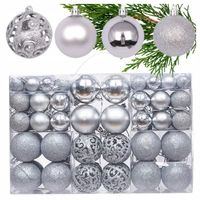BOMBKI CHOINKOWE SREBRNE NIETŁUKĄCE ZESTAW 100 szt WZORY NA CHOINKĘ SZARE