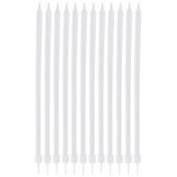 12X Świeczki do Tortu Urodzinowe Białe Długie Wbijane Podstawki 14,5 cm