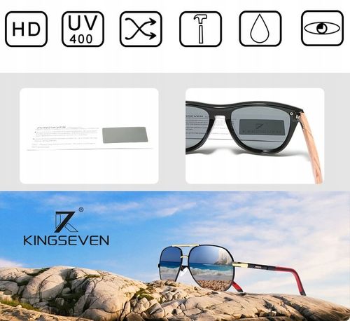 Okulary Przeciwsłoneczne Męskie UV400 PILOTKI Polaryzacyjne KINGSEVEN Etui na Arena.pl