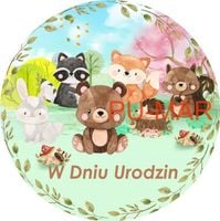 Opłatek na tort Leśne Zwierzaki Miś Szop Misiu Tekst Gratis