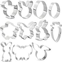 Foremki do Ciastek Wielkanocne 11 Sztuk Stal Nierdzewna Zestaw Królik Jajko