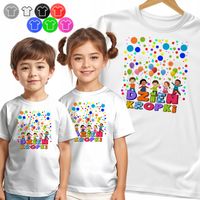 KOSZULKA DZIECIĘCA TSHIRT - NA DZIEŃ KROPKI KOLOROWE KROPKI WZORY - 134 M