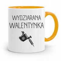 Kubek Żółty Na Walentynki Wydziarana Walentynka Z Nadrukiem Ze Zdjęciem