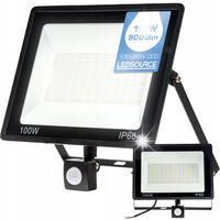Halogen 100W LED Naświetlacz Zewnętrzny Lampa Czujnik Ruchu Zmierzchu Garaż