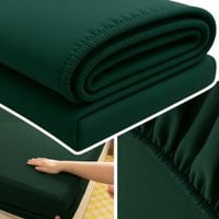 PRZEŚCIERADŁO Z GUMKĄ 120x200 NA MATERAC MIĘKKIE GŁADKIE Z BAWEŁNĄ CIEMNY ZIELONY