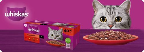 KARMA MOKRA WHISKAS KLASYCZNE POSIŁKI W SOSIE SASZETKI 40X85G na Arena.pl