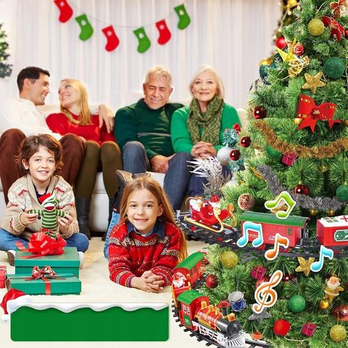 Pociąg świąteczny oświetlenie dźwięk KOLEJKA tory Lokomotywa + 4 wagony na Arena.pl