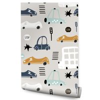 Tapeta Dla Chłopca SAMOCHODY Auta Znaki Drogowe