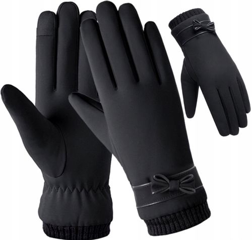 Damskie Ciepłe Zimowe Rękawiczki Dotykowe Kokarda na Arena.pl