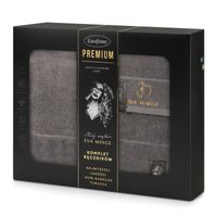 Komplet ręczników bawełnianych z bordiurą i haftem Eva Minge srebrne