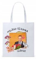 Donald Tusk Platforma Torba Eco Biała Shopper Z Nadrukiem Ze Zdjęciem