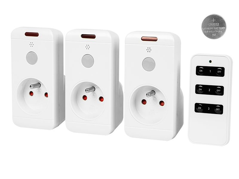 Gniazdo sieciowe x3 sterowane pilotem10A zdjęcie 1