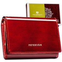 duży portfel damski ze skóry naturalnej w czerwonym kolorze, zamykany