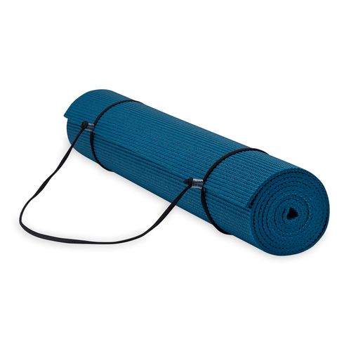 Mata z paskiem do jogi Essentials Gaiam 183 x 61 x 0,6 cm niebieska na Arena.pl