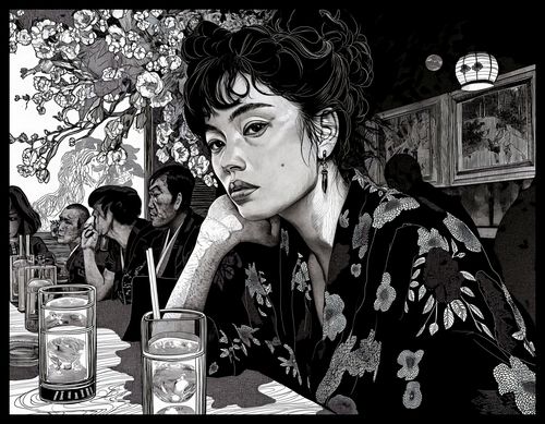 Plakat 65x50cm Czarne Kimono na Arena.pl