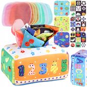 SORTER PUDEŁKO Z CHUSTECZKAMI CYFERKI PLUSZOWE MONTESSORI SENSORYCZNE