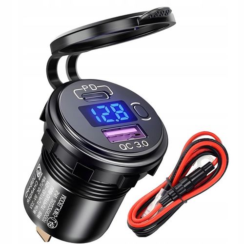 Gniazdo Zapalniczki 12V/24V Woltomierz Samochodowy PANEL Auto USB-C 22,5W na Arena.pl