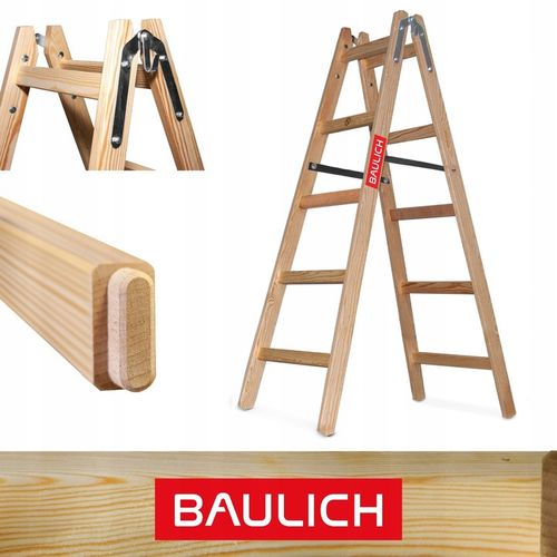 Drabina drewniana 2x5 malarska dwustronna rozstawna rozkładana BAULICH na Arena.pl