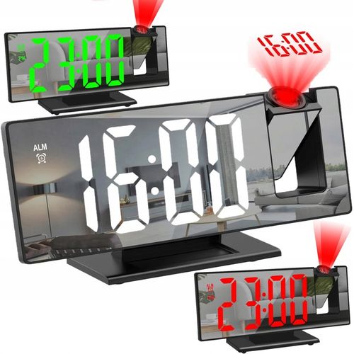 BUDZIK ZEGAR ELEKTRONICZNY LED PROJEKTOR DATA ALARM TERMOMETR 4w1 na Arena.pl