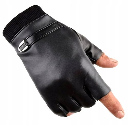 Czarne Skórzane Mitenki Męskie na Arena.pl