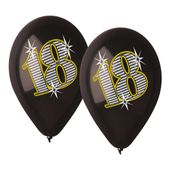 balony 18-te urodziny czarne złoty nadruk
