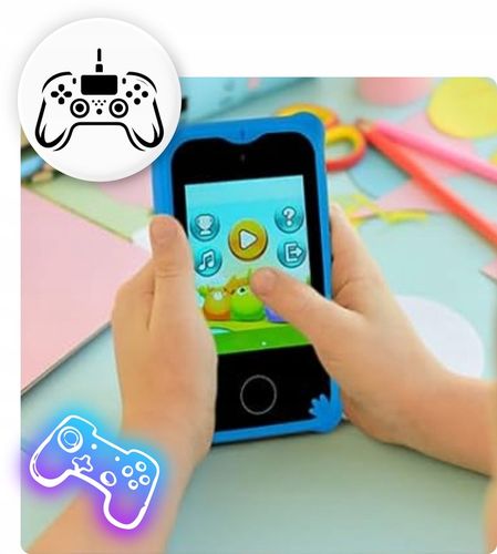 TELEFON DLA dzieci ZABAWOWY SMARTFON Z APARATEM KAMERĄ I GRAMI MENU PL na Arena.pl