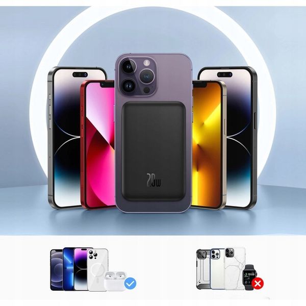 Powerbank indukcyjny z kablem USB-C Baseus do MagSafe Qi QC PD 5000mAh 20W zdjęcie 5