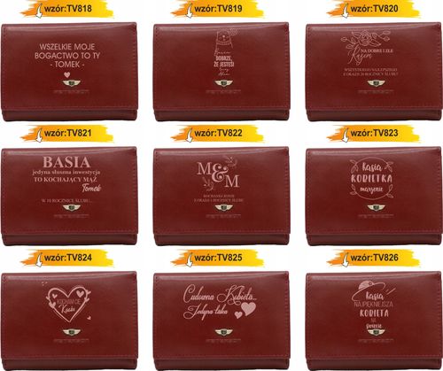 Portfel damski skórzany z GRAWEREM prezent na walentynki Z INICJAŁAMI na Arena.pl