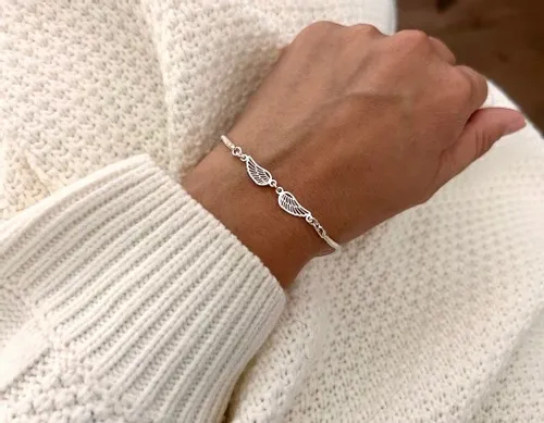 BRANSOLETKA SREBRNA SREBRO 925 SKRZYDŁO DLA NIEJ NA RĘKĘ + GRAWER na Arena.pl