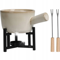 ZESTAW DO FONDUE PORCELANOWY DO CZEKOLADY SERA NA PODGRZEWACZU 4 EL