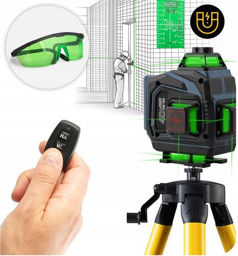 POZIOMICA LASEROWA LASER KRZYŻOWY + STATYW 4D SAMOPOZIOMUJĄCY 40m na Arena.pl