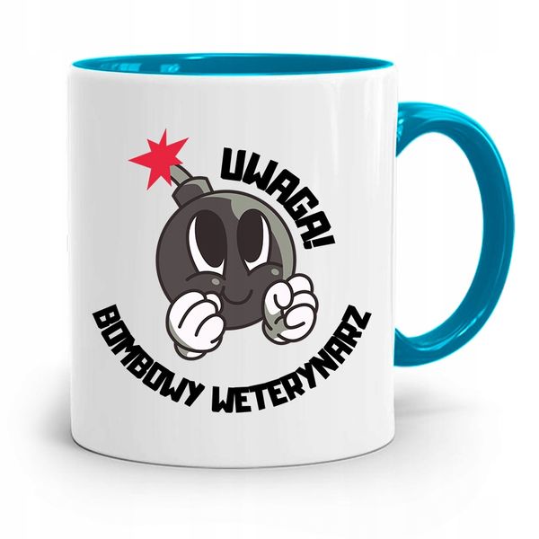 Kubek Błękitny Weterynarza Bombowy Weterynarz Z Nadrukiem Ze Zdjęciem zdjęcie 1