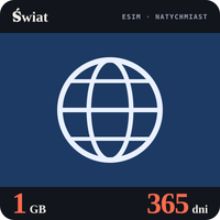 Karta eSIM Internet Świat 1 GB na 365 dni - bez rejestracji