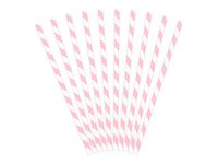 Słomki rurki papierowe różowo białe paski 19,5cm