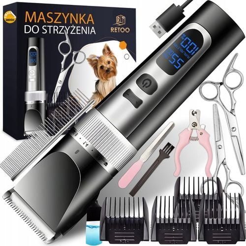 MASZYNKA DO STRZYŻENIA PSA ZWIERZĄT ZESTAW PSÓW BEZPRZEWODOWA CICHA LCD 9W na Arena.pl